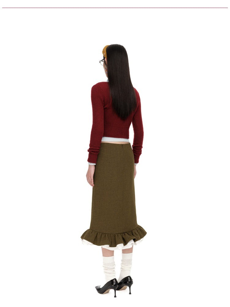 Single-Button Wool-Blend Knit Cardigan - CHINASQUAD