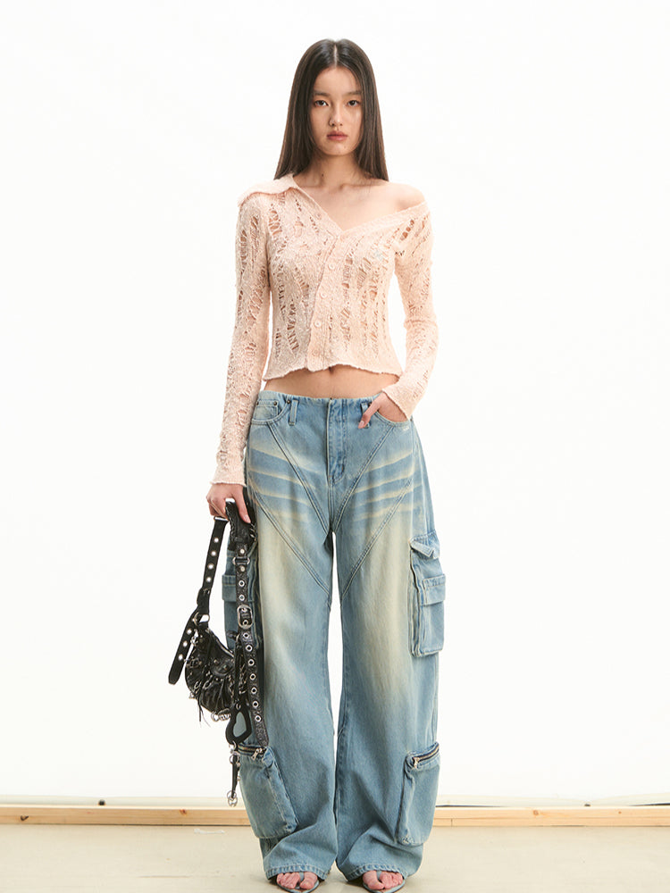 Asymmetrical Shoulder Knit Cardigan - CHINASQUAD