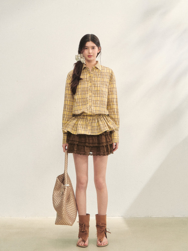 Multi-layer Ruffle Elastic Waist Tiered Skirt - CHINASQUAD