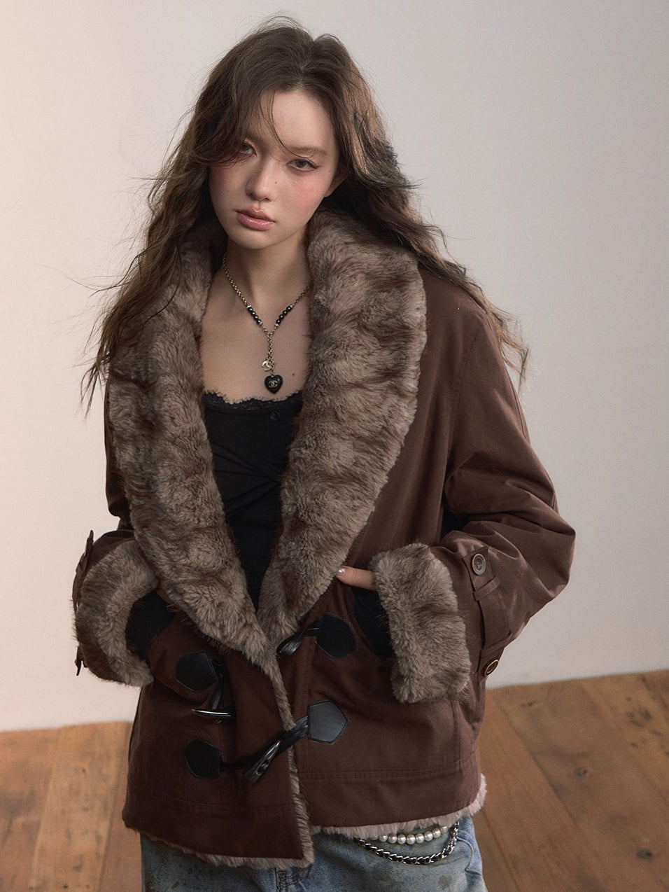 Reversible Faux Fur Toggle Jacket