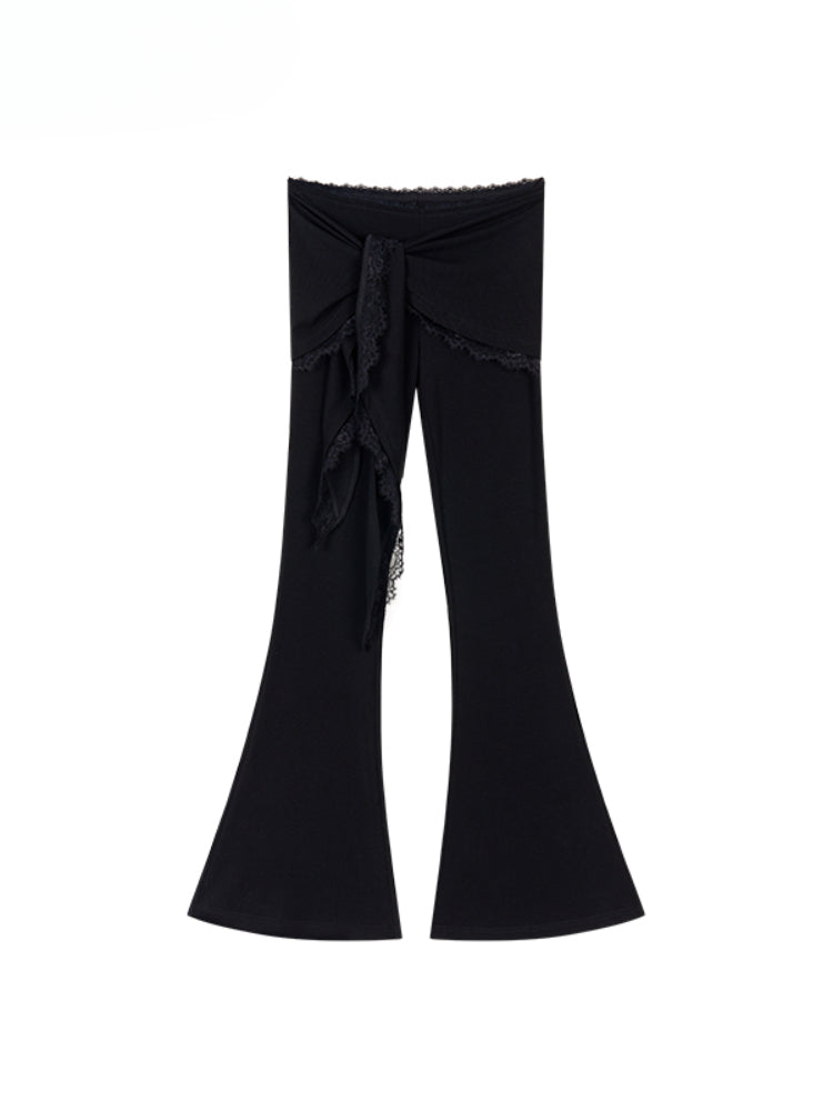 Lace-Trimmed Tie-Waist Lyocell Trousers - CHINASQUAD