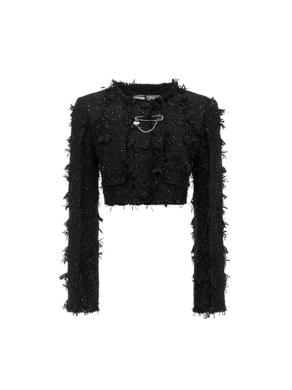 Black Tweed Short Jacket - CHINASQUAD