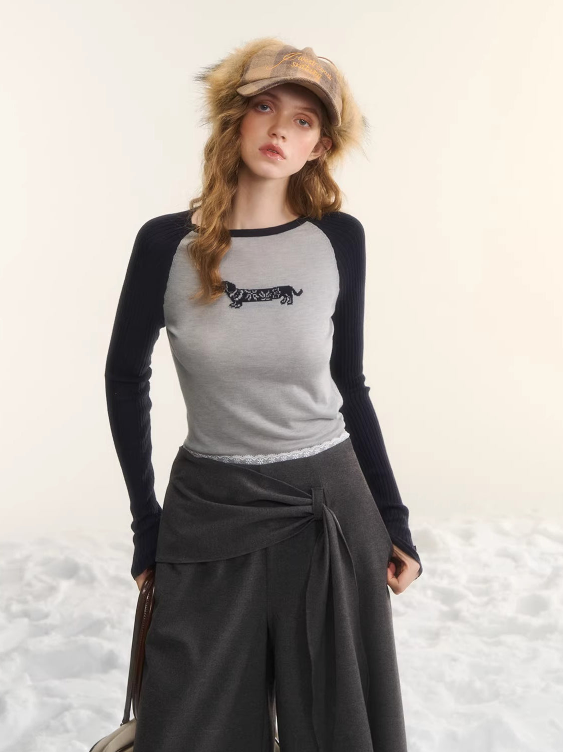 Wool-Blend Jacquard Raglan Knit Top