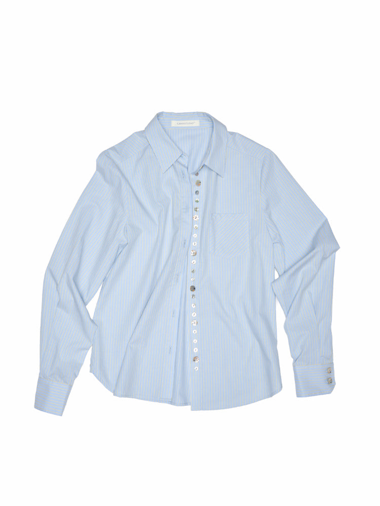Solid Color Shell Button Fitted Shirt - CHINASQUAD