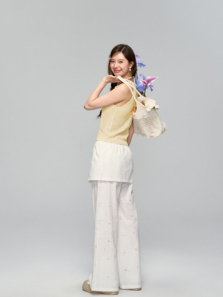 Flower Crochet Hollow-Out Camisole - CHINASQUAD