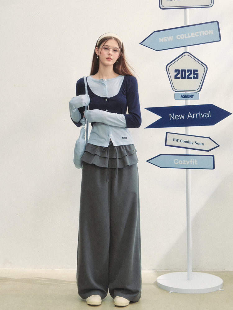 Striped Two-piece Contrast Color Cardigan - CHINASQUAD