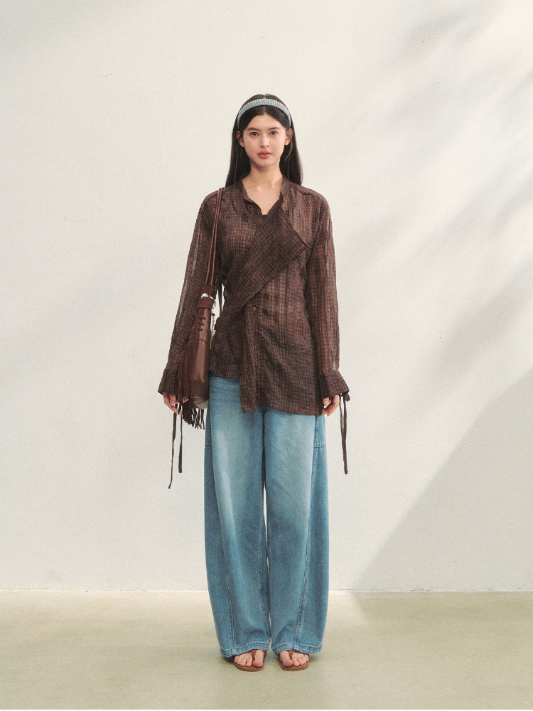 Irregular Cuff Tie-up Sunscreen Shirt - CHINASQUAD