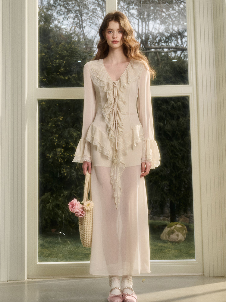 Asymmetrical Lace Dress & Cami Set - CHINASQUAD