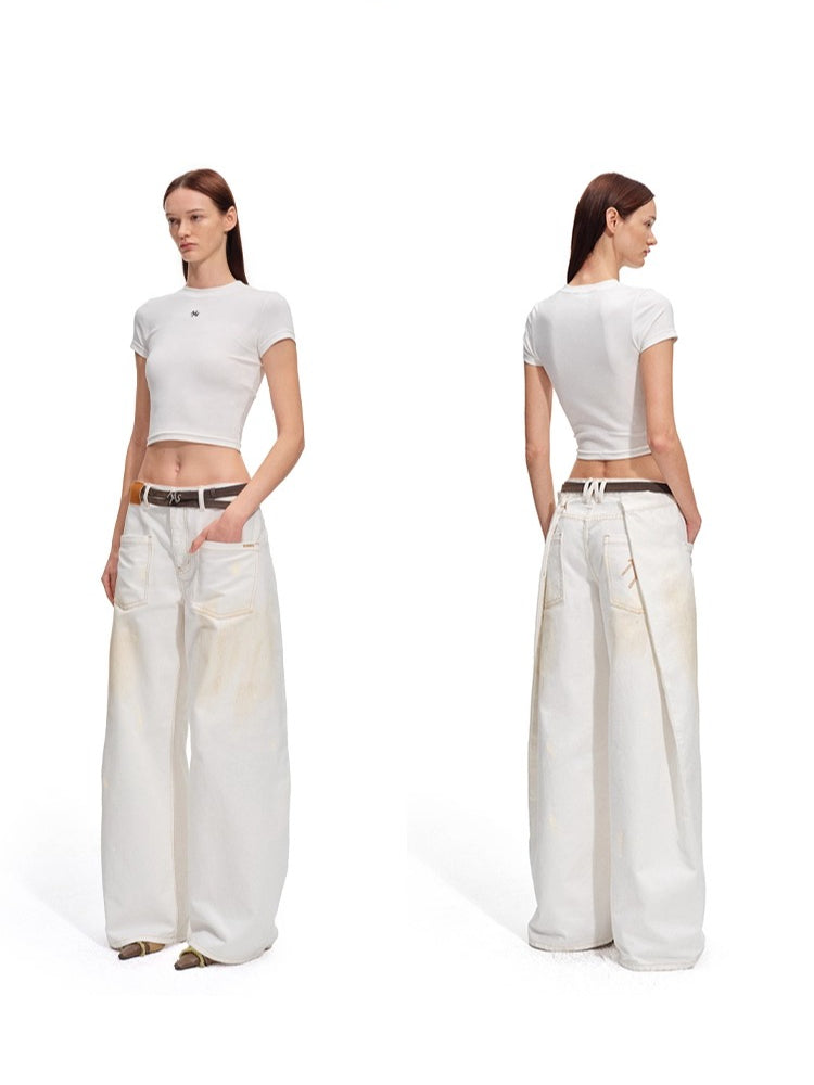 Polar Washed Twill Denim Wide-Leg Jeans