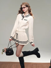 (Final Sale) Sailor Doll Collar Knit Cardigan & Skirt Set - CHINASQUAD