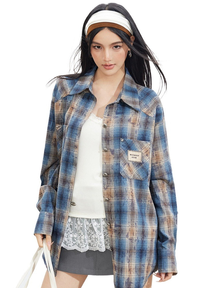 Vintage Plaid Oversized Shirt - CHINASQUAD