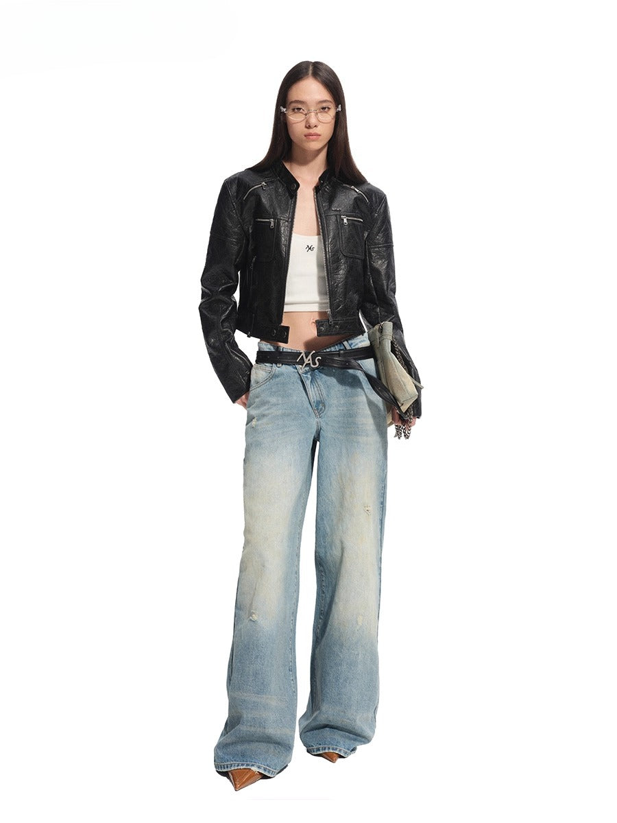 Matte Faux Suede Cropped Moto Jacket - CHINASQUAD