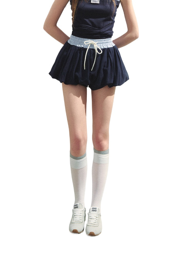 Color-Blocked Lyocell Bubble Skirt - CHINASQUAD