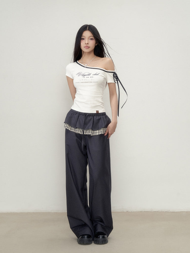 Plaid Spliced Casual Pants - CHINASQUAD