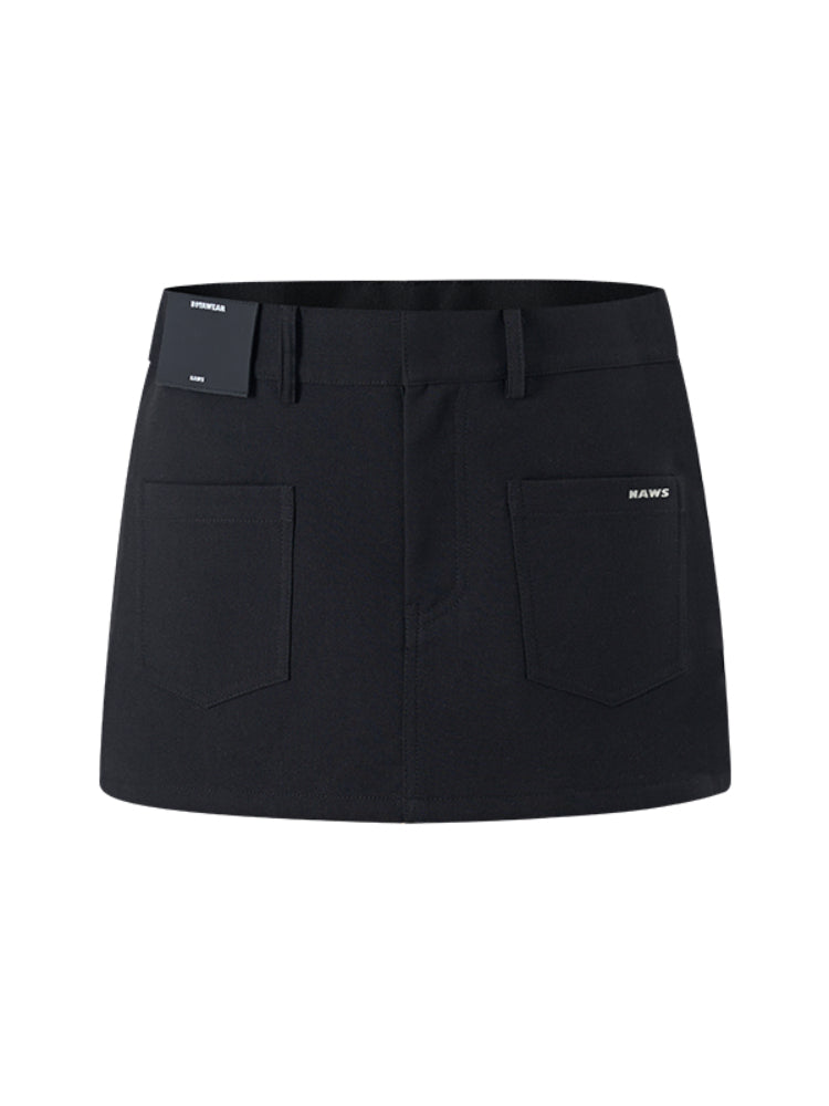 Wool Fold-Structure Low-waist Pencil Skirt