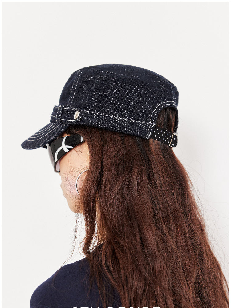 Polka Dot Flower Letter Embroidered Poster Hat - CHINASQUAD