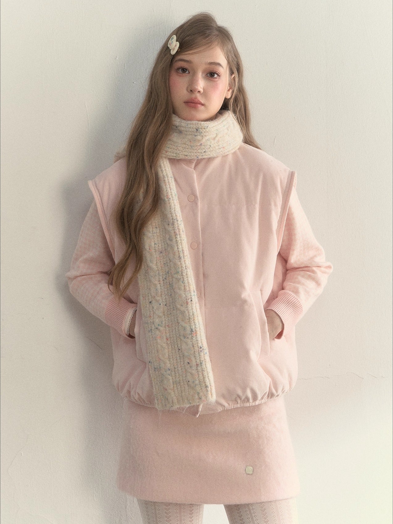 Twist-Knit Speckled Vintage Long Warm Style Wool Scarf