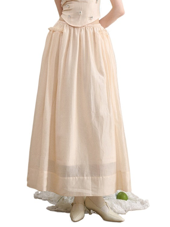 Pink Lace Trim Maxi Skirt - CHINASQUAD
