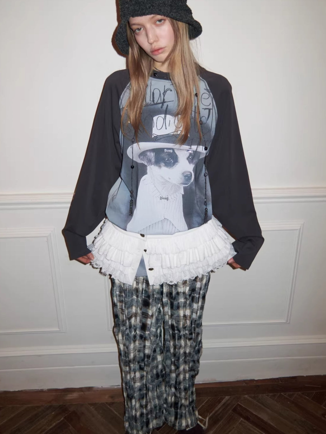 Crinkled-Waist Wide-Leg Cargo Pants