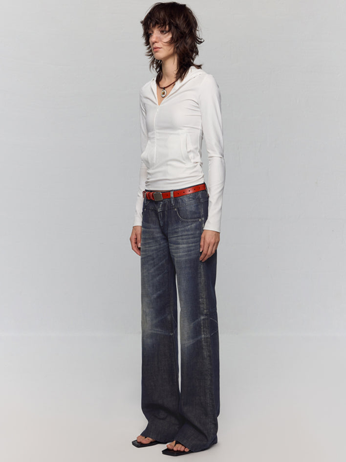 Black-Blue Low-Waist Flared & Bell-Bottom Pants Pants - CHINASQUAD