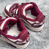 Burgundy Low-Top Casual Sneakers - CHINASQUAD