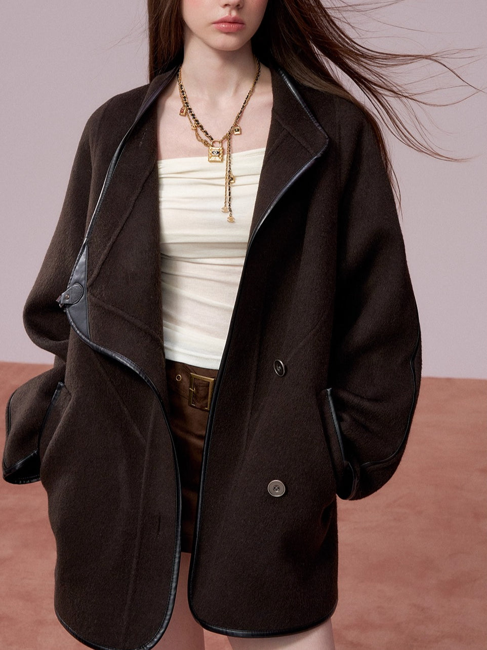 Vintage Shearling-Wool Double-Faced Coat