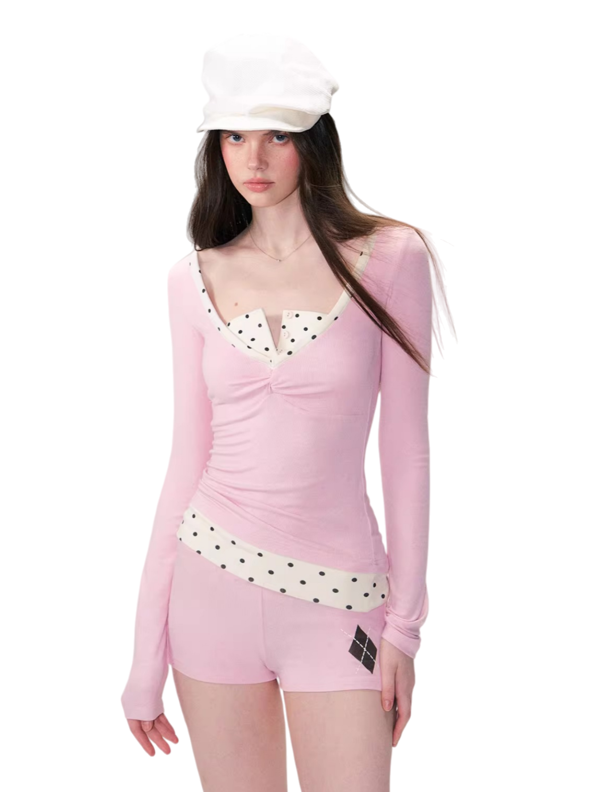 Faux Two-Piece Slim Long-Sleeve T-Shirt