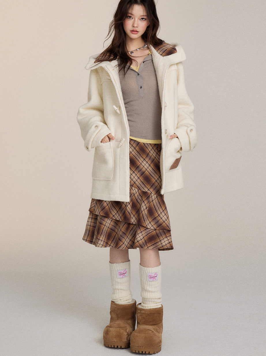 Plaid Irregular Layered Skirt - CHINASQUAD