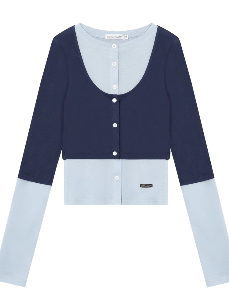 Striped Two-piece Contrast Color Cardigan - CHINASQUAD