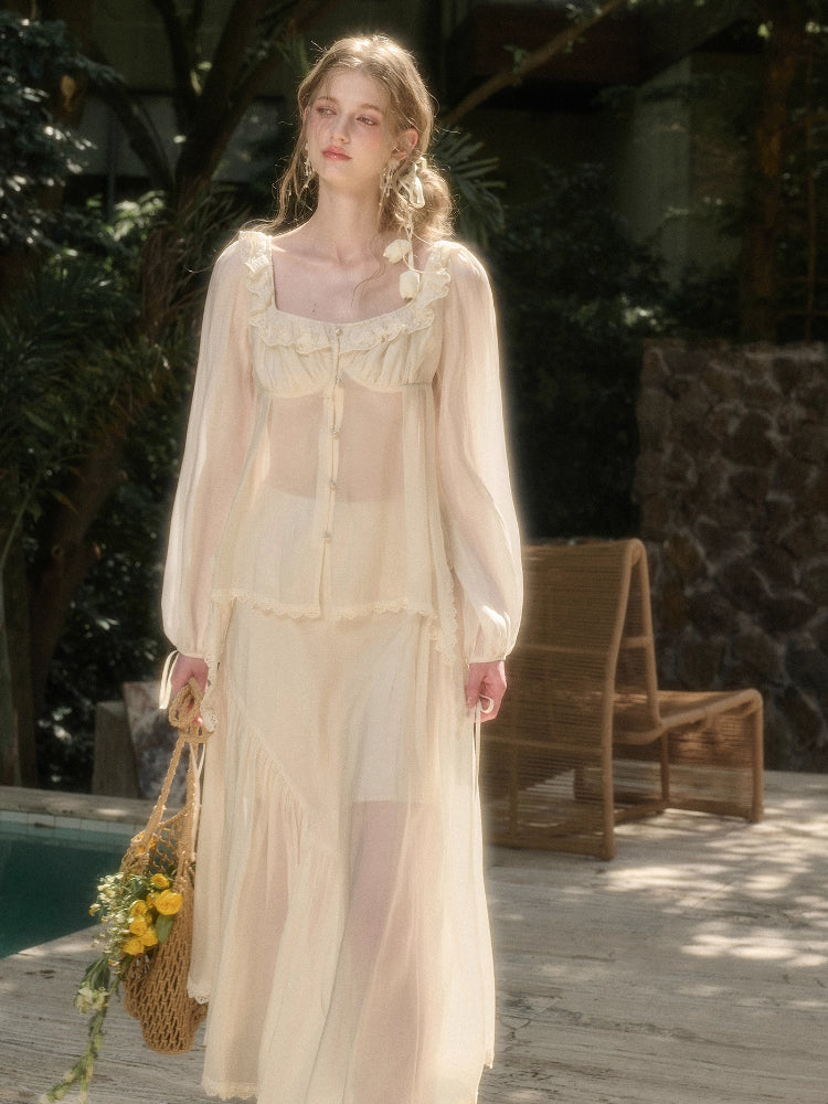 Tencel Air Fabric Shirt & Skirt Set - CHINASQUAD