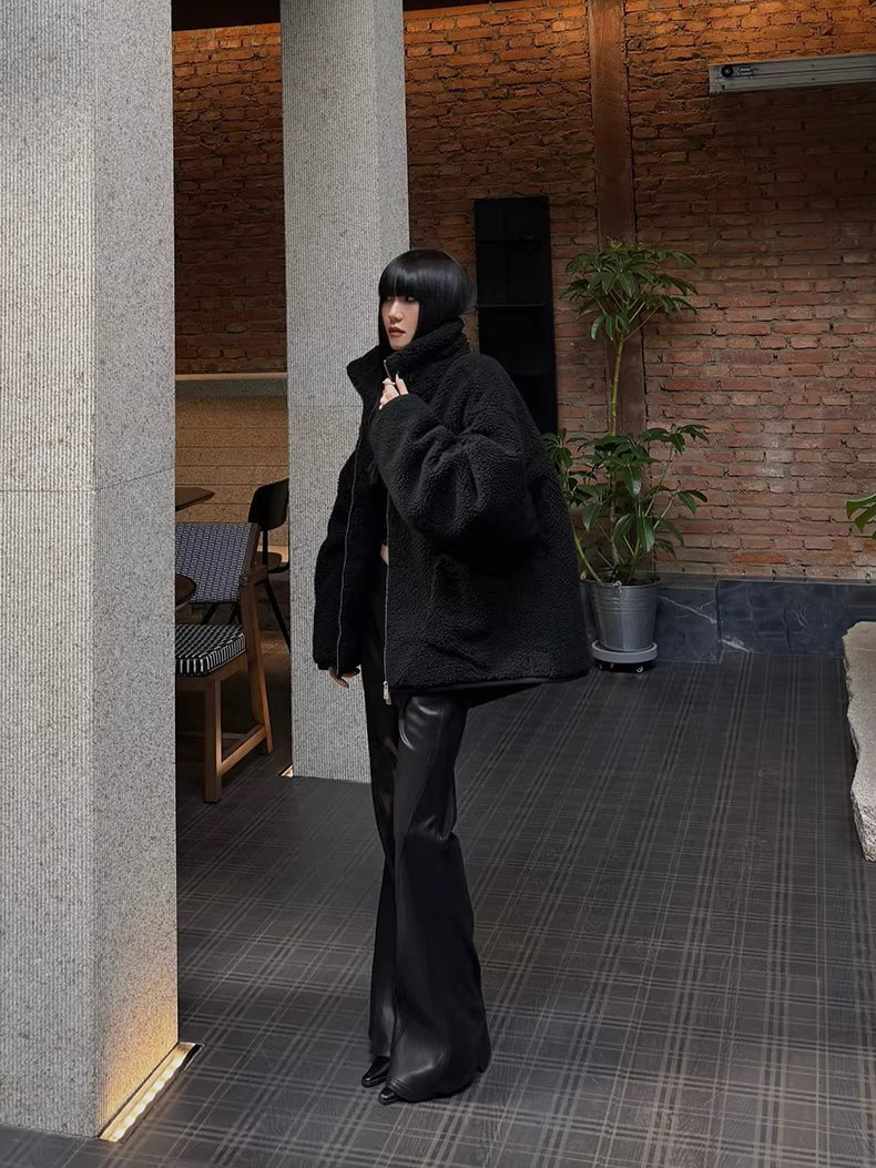 Textured Faux Leather Flared Pants