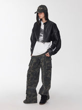 Letter Print Structured Cropped Moto Jacket - CHINASQUAD