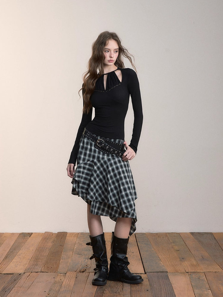 Irregular Vintage Plaid Skirt - CHINASQUAD