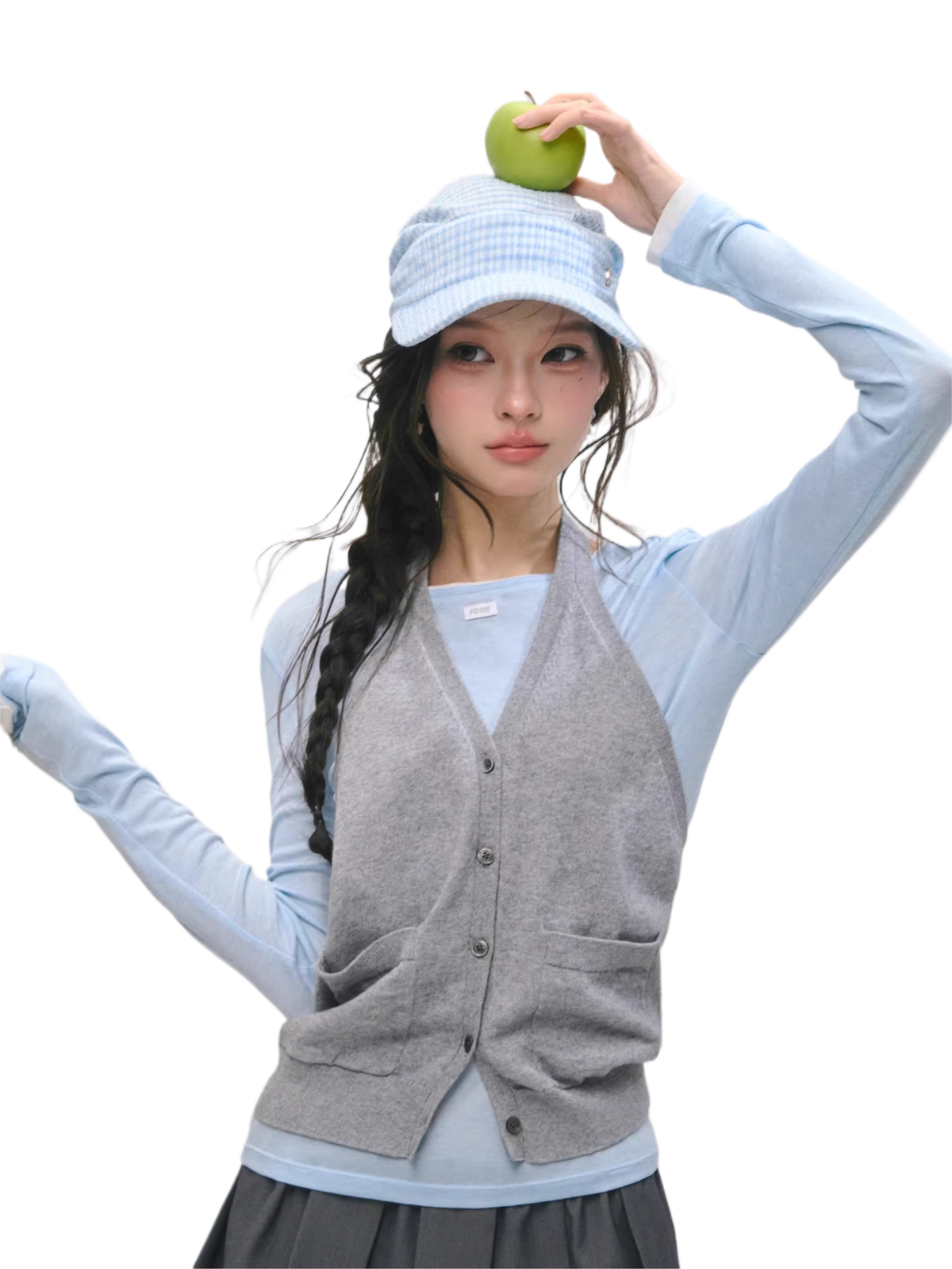 Layered Halter Tank & Long Sleeve Knit Top Set