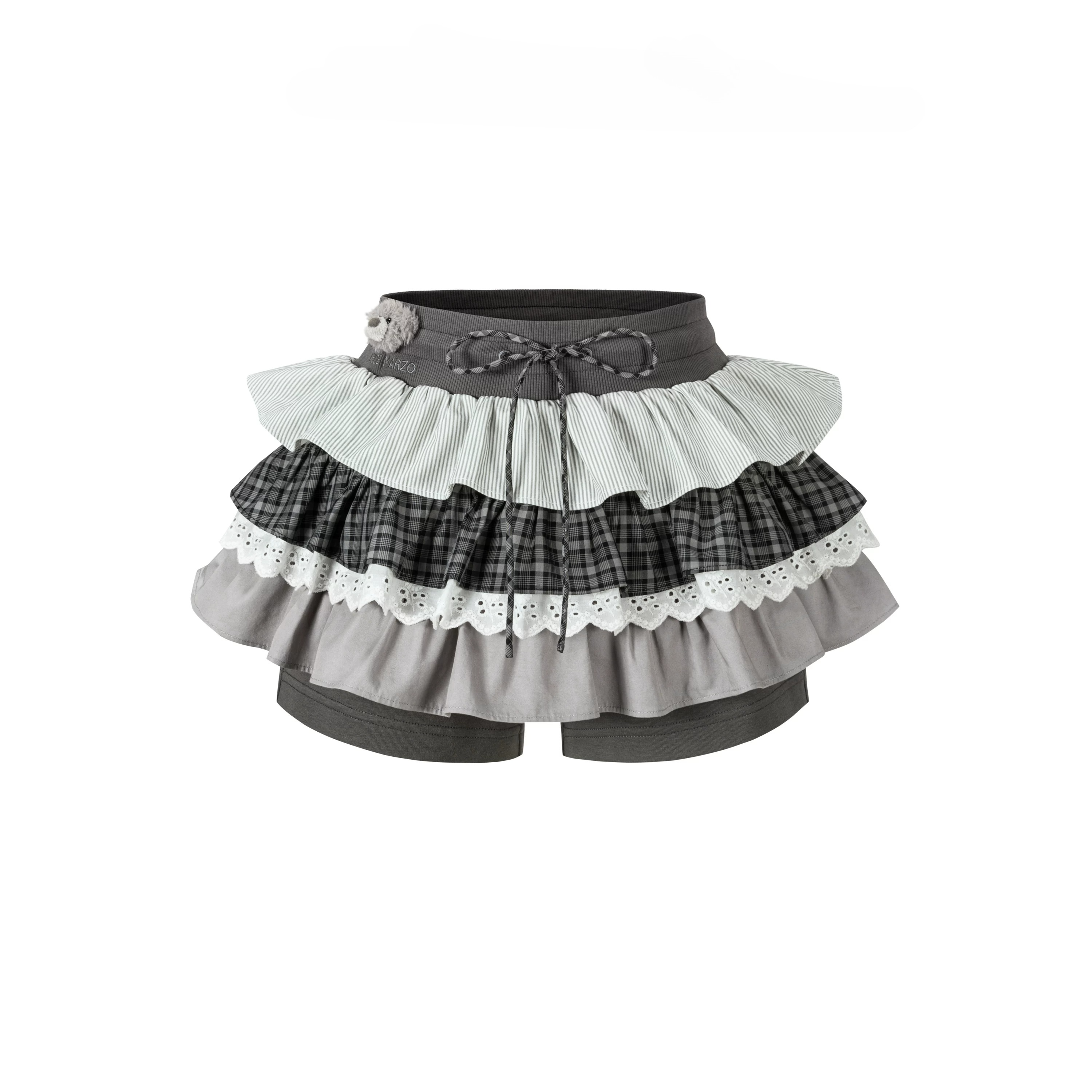 Patchwork Ruffle Tiered Skort