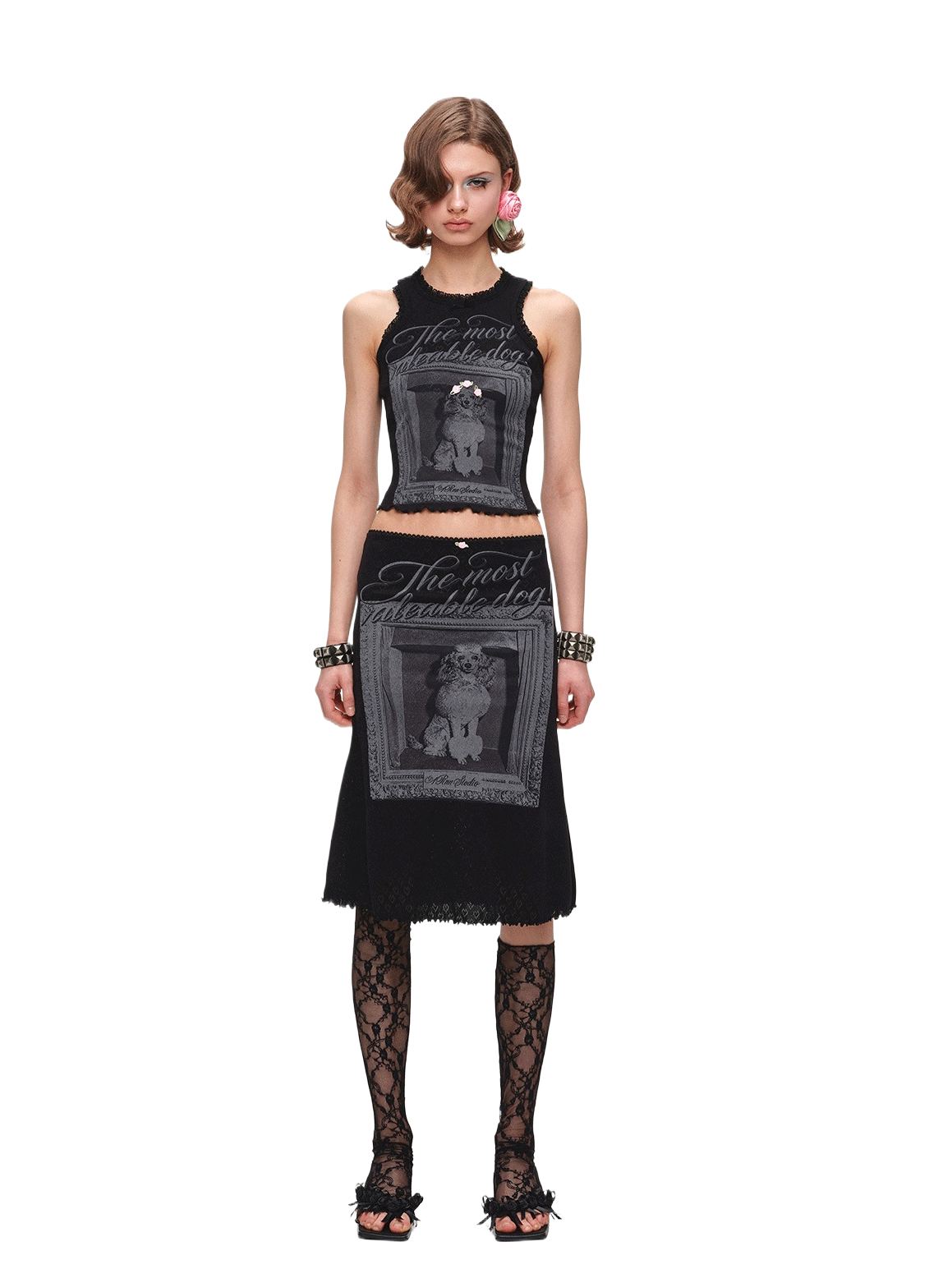 Vintage Frame Dog Print Tank & Midi Skirt Set 1Jinn Studio