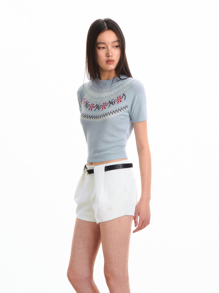 Fair Isle Jacquard Knit T-shirt - CHINASQUAD