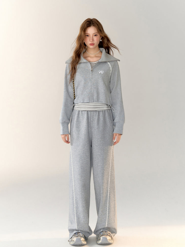 Two-Piece Embroidered Cropped Hoodie - CHINASQUAD