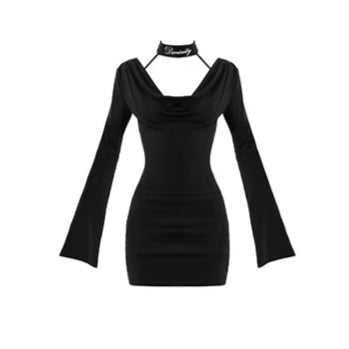 Cowl-Neck Choker Slim-Fit Bodycon Dress