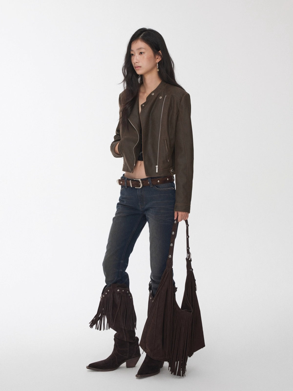 Vintage Cracked Leather Moto Jacket - CHINASQUAD