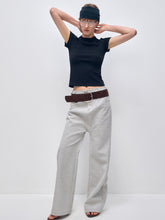 Gray Twill Low-Crotch Straight Leg Suit Pants - CHINASQUAD