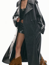 Textured Relaxed Fit Leather Trench Coat - CHINASQUAD