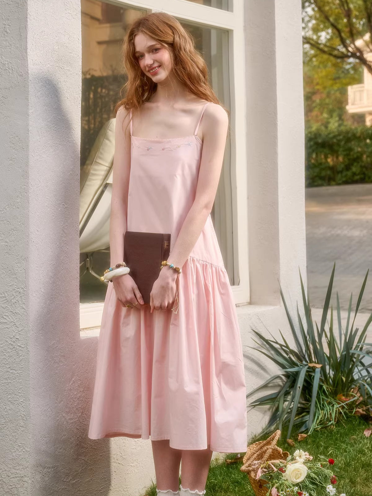 Embroidered Shirt Dress & Slip Dress Set