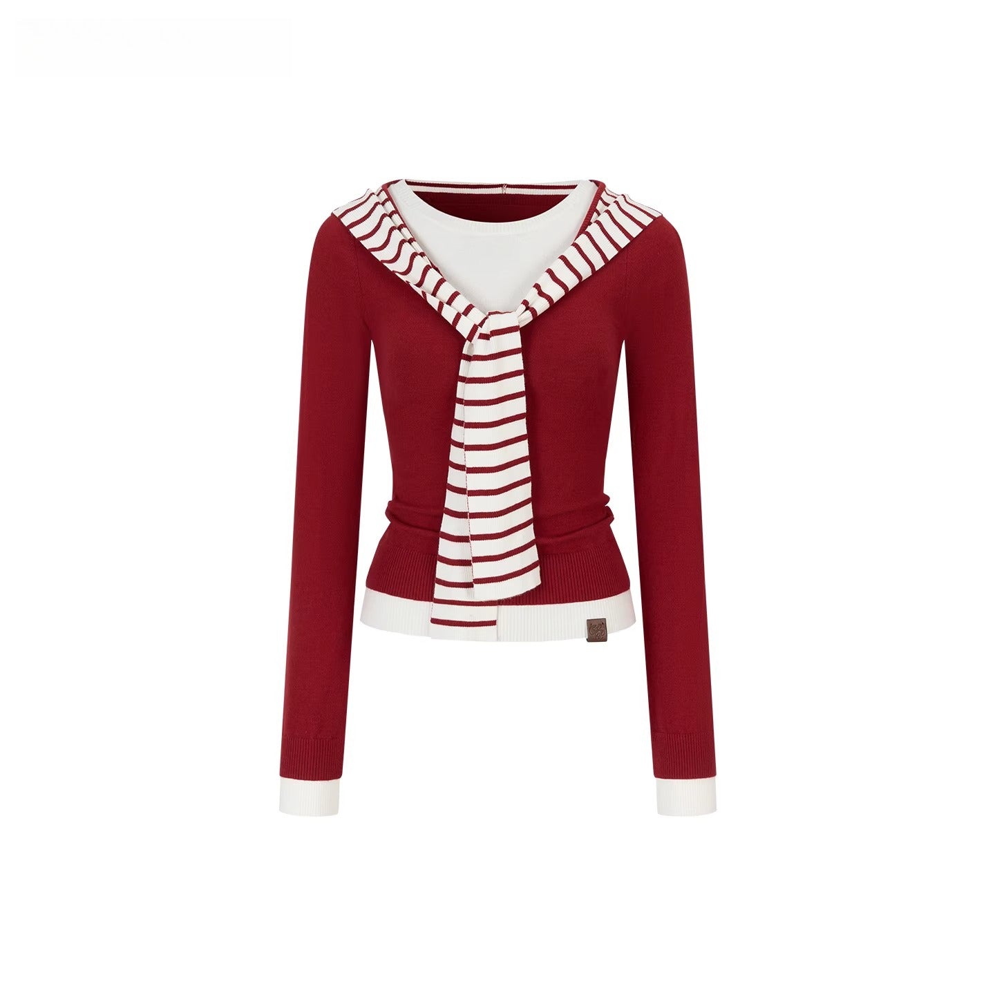 Contrast Hooded Layered Knit Turtleneck