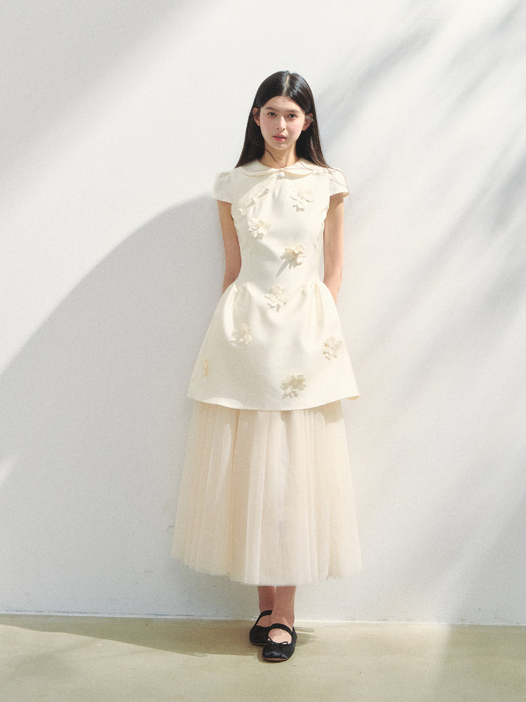 Doll-Collar Puffy Dress - CHINASQUAD