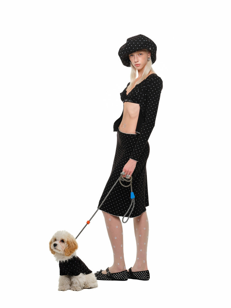 Cat Paw Trim Cardigan & Skirt Set - CHINASQUAD