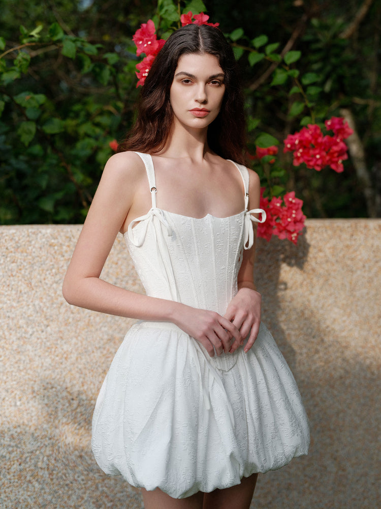 Elegant Waistline Mini Bubble Dress - CHINASQUAD