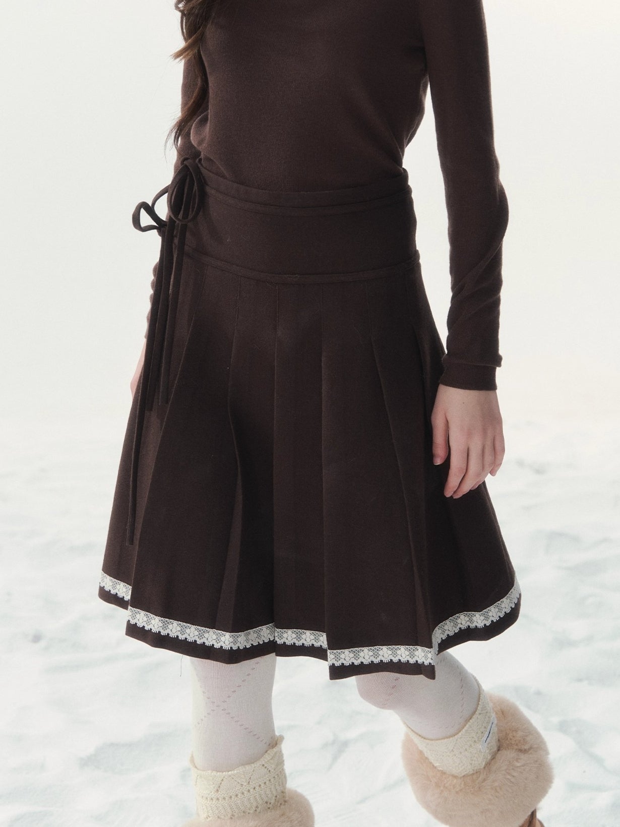Wool-Blend Retro Pleated Skirt