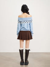 Fair Isle Off-Shoulder Knit Sweater - CHINASQUAD