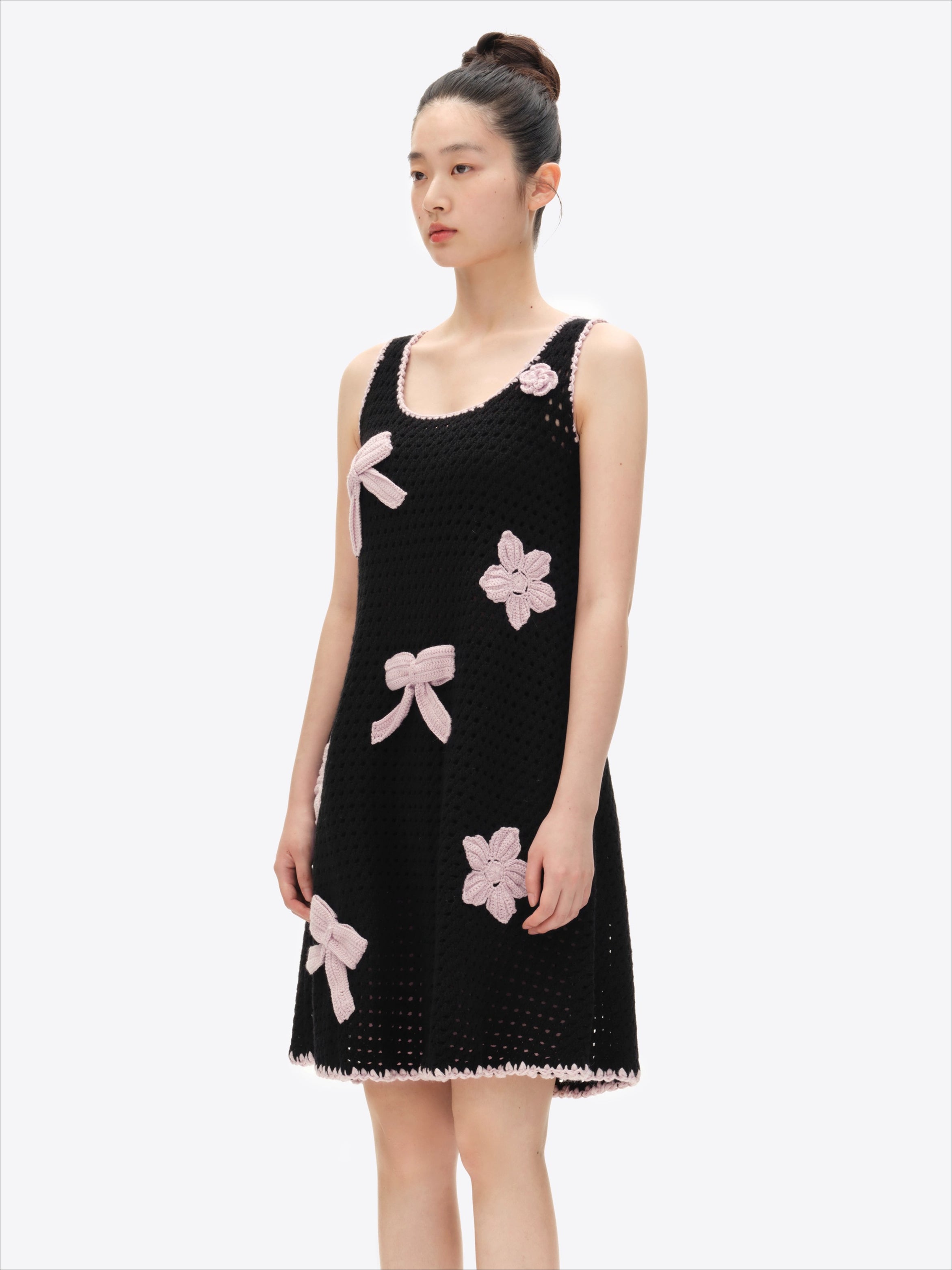 Crochet-Effect Knit Dress